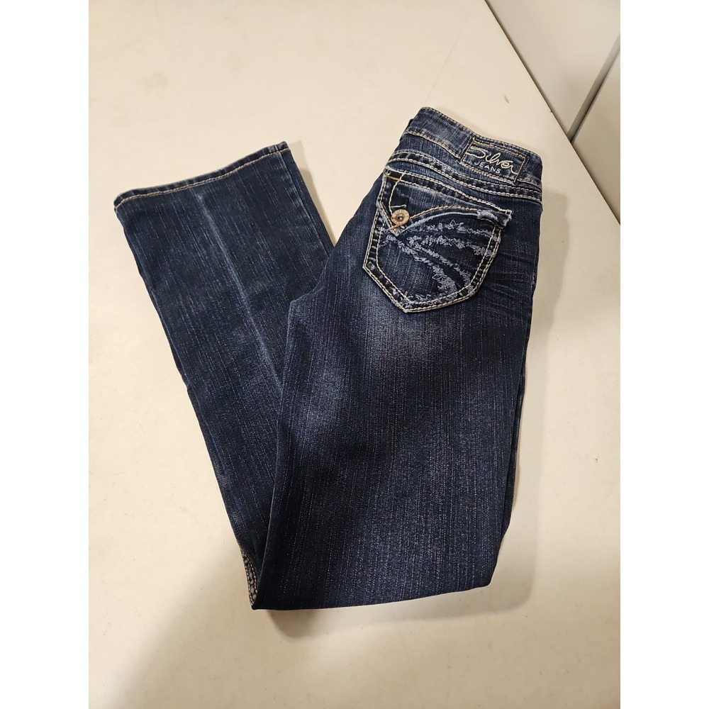 Silver Jeans Co Suki Surplus Jeans Womens 26x32 Bootcut Denim Embroidered (1782